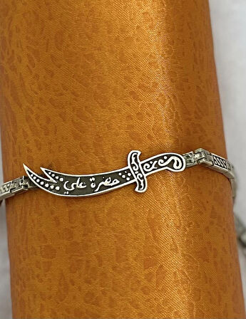 Kelepçeli Kılıç Gümüş Erkek Bileklik