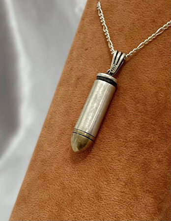 Mermi Modeli Gümüş Erkek Kolyesi