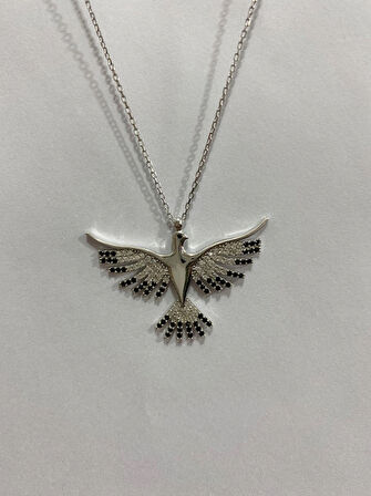 Zümrütü anka Kuşu Gümüş Şans Kolyesi