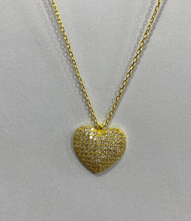 Kalpli Beyaz Taşlı Altın Kaplama Gümüş Şans Kolyesi