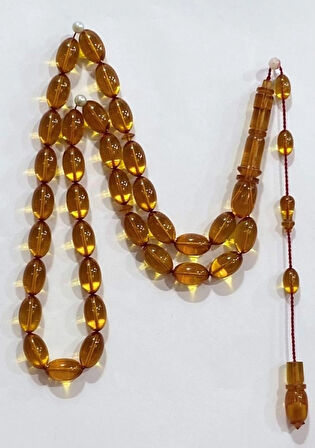 Ateş Kehribar Şeffah Sarı Usta İşçilik Tespih