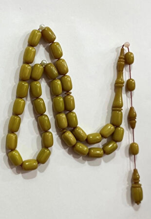 Sıkma Kehribar Zeytin Sarı Usta İşçilik Tespih