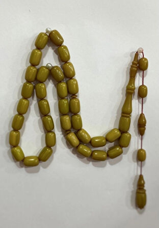 Sıkma Kehribar Zeytin Sarı Usta İşçilik Tespih