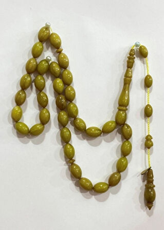 Sıkma Kehribar Zeytin Sarı Usta İşçilik Tespih
