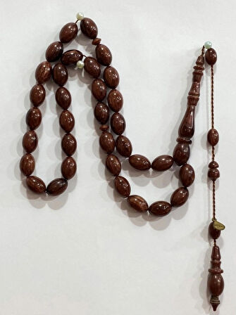 Sıkma Kehribar Kahve Beyzi Modeli Usta İşçilik Tespih