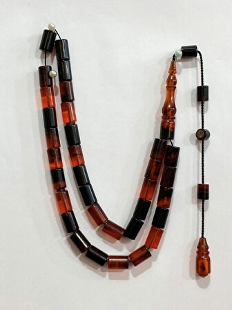 Ateş Kehribar Turuncu Siyah Rengi Kesme Modeli Usta İşçilik Tespih