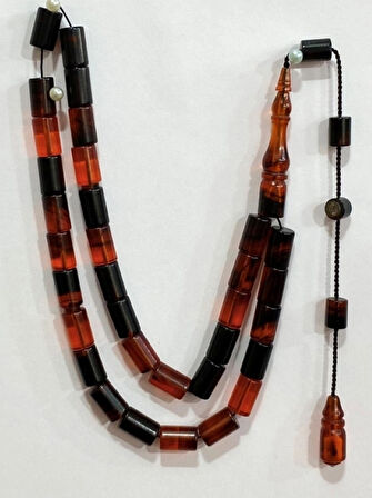 Ateş Kehribar Turuncu Siyah Rengi Kesme Modeli Usta İşçilik Tespih