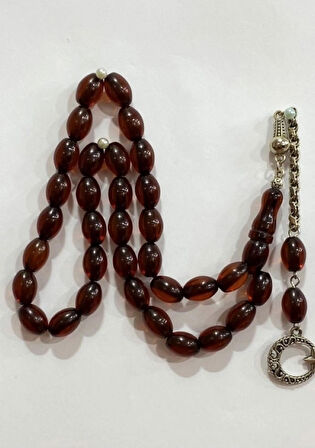 Ateş Kehribar Kahve Beyzi Modeli Usta İşçilik Tespih