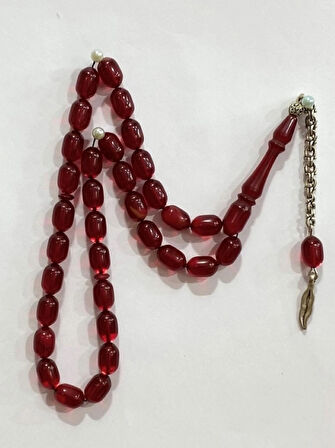 Ateş Kehribar Kırmızı Renk Beyzi Modeli Tespih