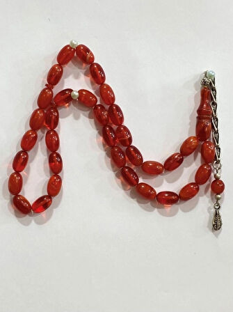 Ateş Kehribar Turuncu Renk Beyzi Modeli Tespih