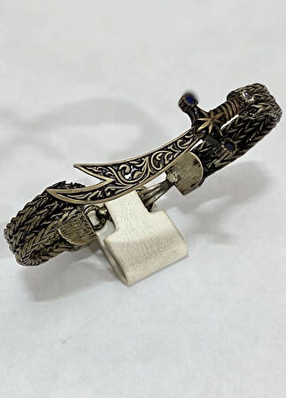 Kelepçeli Kılıç Gümüş Erkek Bileklik