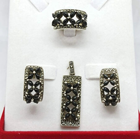 Markazit Taşlı Üçlü Gümüş Set & Takım