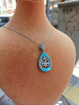 Allah Aşkı Damla Modeli Gümüş Kadın Kolye