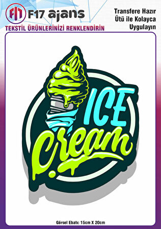 Ütü Ile Yapışan Tekstil Dtf Baskı Görseli Ice Cream