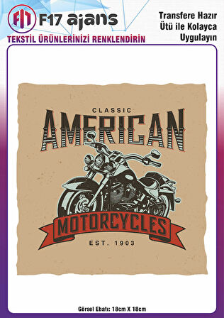 Ütü Ile Yapışan Tekstil Dtf Baskı Görseli American Motorcycles