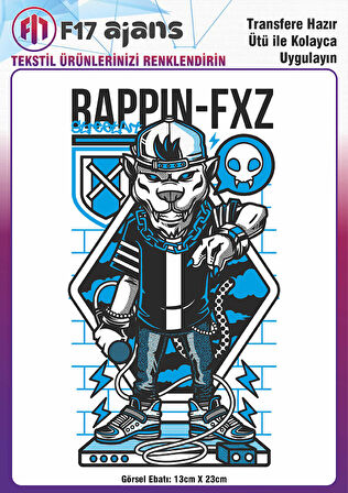Ütü Ile Yapışan Tekstil Dtf Baskı Görseli Rappin Fxz