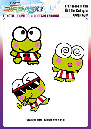 Keroppi Ütü ile Yapışan Tişört Tekstil Transfer Dtf Baskı