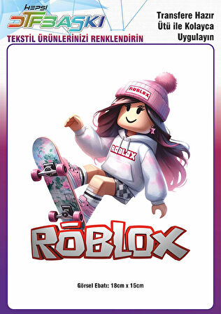 Roblox Ütü ile Yapışan Tişört Tekstil Transfer Dtf Baskı