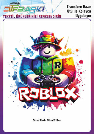Roblox Ütü ile Yapışan Tişört Tekstil Transfer Dtf Baskı