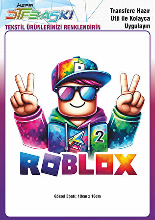 Roblox Ütü ile Yapışan Tişört Tekstil Transfer Dtf Baskı