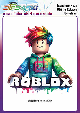 Roblox Ütü ile Yapışan Tişört Tekstil Transfer Dtf Baskı