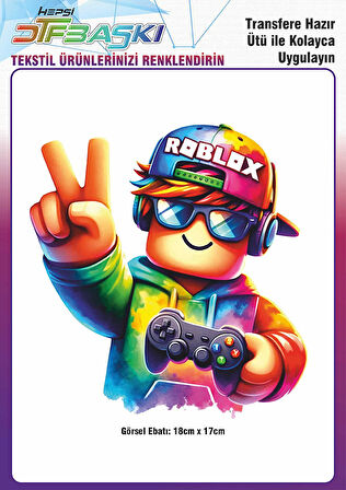 Roblox Ütü ile Yapışan Tişört Tekstil Transfer Dtf Baskı