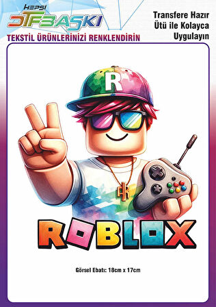 Roblox Ütü ile Yapışan Tişört Tekstil Transfer Dtf Baskı