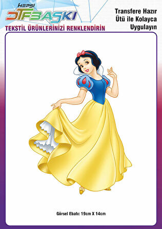 Pamuk Prenses Yedi Cüceler Ütü ile Yapışan Tişört Tekstil Transfer Dtf Baskı