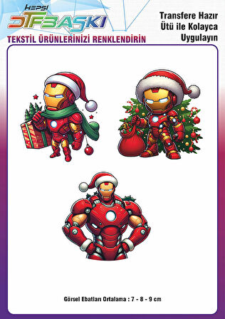 Ironman Demiradam Yılbaşı Noel Ütü ile Yapışan Tişört Tekstil Transfer Dtf Baskı