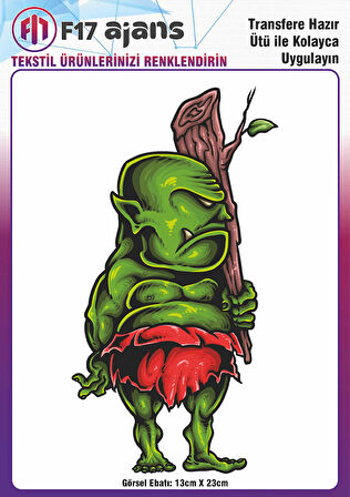 Ütü Ile Yapışan Tekstil Dtf Baskı Görseli Goblin