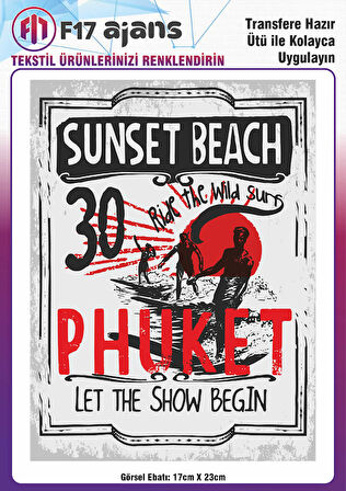 Ütü Ile Yapışan Tekstil Dtf Baskı Görseli Sunset Beach