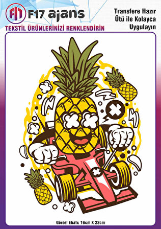 Ütü Ile Yapışan Tekstil Dtf Baskı Görseli Formula 1 Ananas