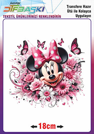 Minnie Mouse Ütü ile Yapışan Tekstil Transfer Baskı