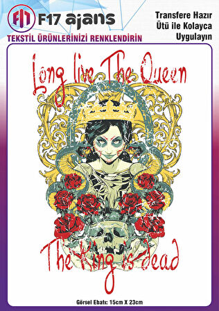 Ütü Ile Yapışan Tekstil Dtf Baskı Görseli Long Live The Queen