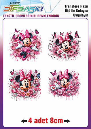 Minnie Mouse Ütü ile Yapışan Tekstil Transfer Baskı