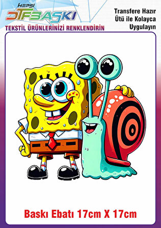 Süngerbob Ütü ile Yapışan Kumaş Tekstil Kıyafet Dtf Baskı