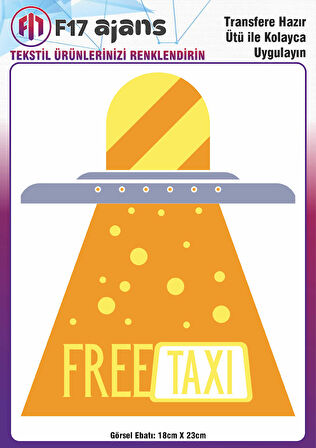 Ütü Ile Yapışan Tekstil Dtf Baskı Görseli Free Taxi