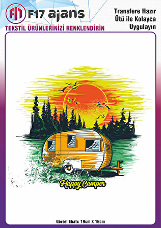 Ütü Ile Yapışan Tekstil Dtf Baskı Görseli Happy Camper