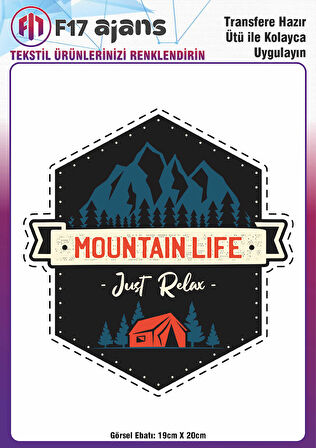 Ütü Ile Yapışan Tekstil Dtf Baskı Görseli Mountain Life