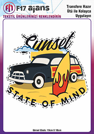 Ütü Ile Yapışan Tekstil Dtf Baskı Görseli Sunset State Of Mind