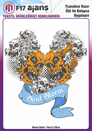 Ütü Ile Yapışan Tekstil Dtf Baskı Görseli Soul Storm