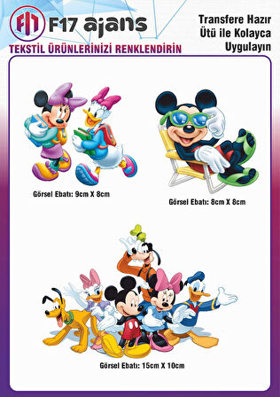 Ütü Ile Yapışan Tekstil Dtf Baskı Görseli Mickey Mouse