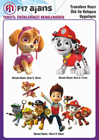 Ütü Ile Yapışan Tekstil Dtf Baskı Görseli Paw Patrol