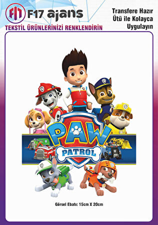 Ütü Ile Yapışan Tekstil Dtf Baskı Görseli Paw Patrol