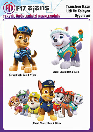 Ütü Ile Yapışan Tekstil Dtf Baskı Görseli Paw Patrol