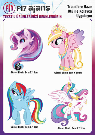 Ütü Ile Yapışan Tekstil Dtf Baskı Görseli My Little Pony Unicorn