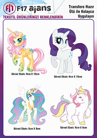 Ütü Ile Yapışan Tekstil Dtf Baskı Görseli My Little Pony Unicorn