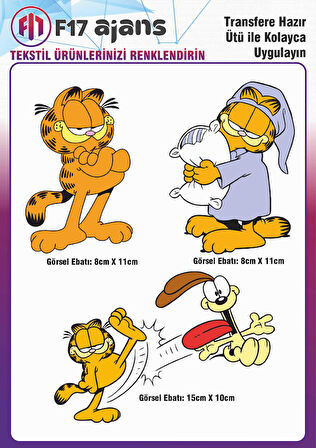 Ütü Ile Yapışan Tekstil Dtf Baskı Görseli Garfield