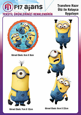 Ütü Ile Yapışan Tekstil Dtf Baskı Görseli Minions Minyonlar