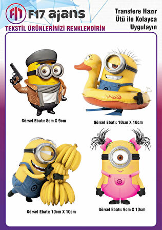 Ütü Ile Yapışan Tekstil Dtf Baskı Görseli Minions Minyonlar